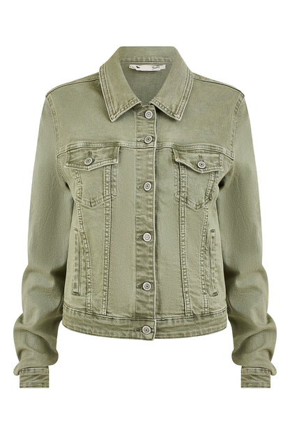 Yumi Green Stretch Cotton Denim Jacket