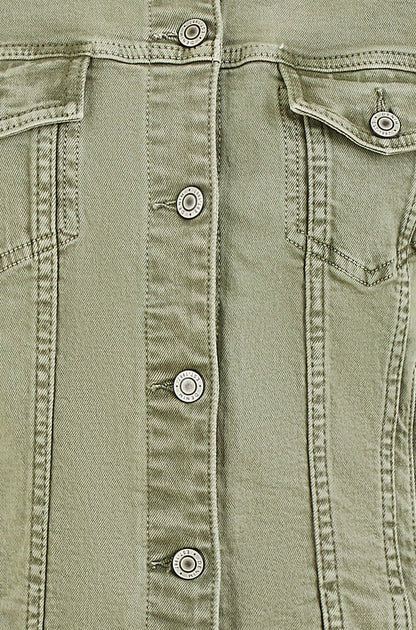 Yumi Green Stretch Cotton Denim Jacket
