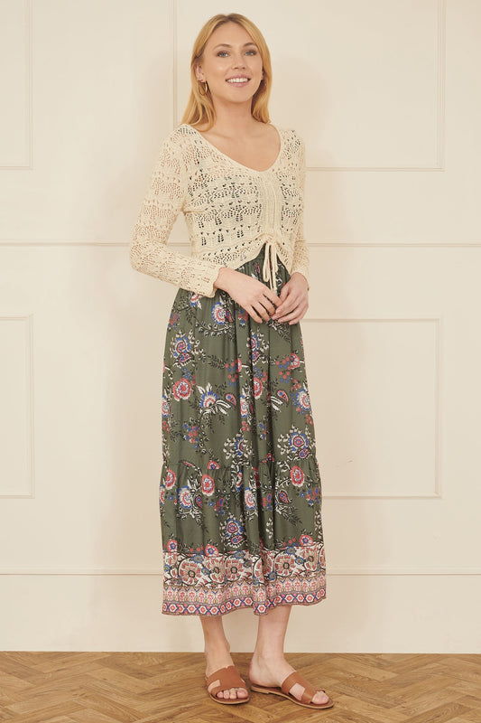 Yumi Ivory Crochet Top With Front Ruching