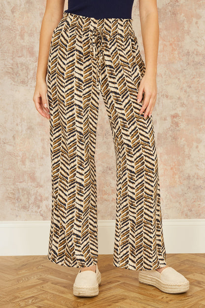 Yumi Brown Animal Print Relaxed Fit Trousers