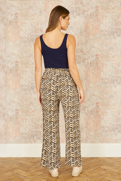 Yumi Brown Animal Print Relaxed Fit Trousers