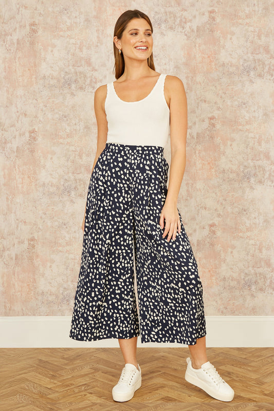 Yumi Navy Dash Print Culottes