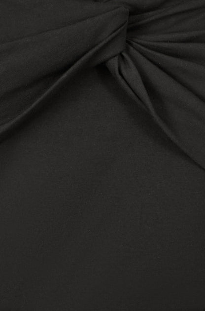 Yumi Black Jersey Cotton Bardot Top With Knot Detail