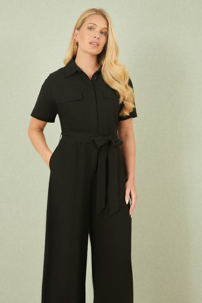 Yumi Black Utility Relaxed Fit Jumpsuit