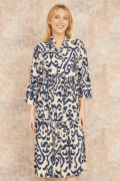 Yumi Navy Block Print Kaftan