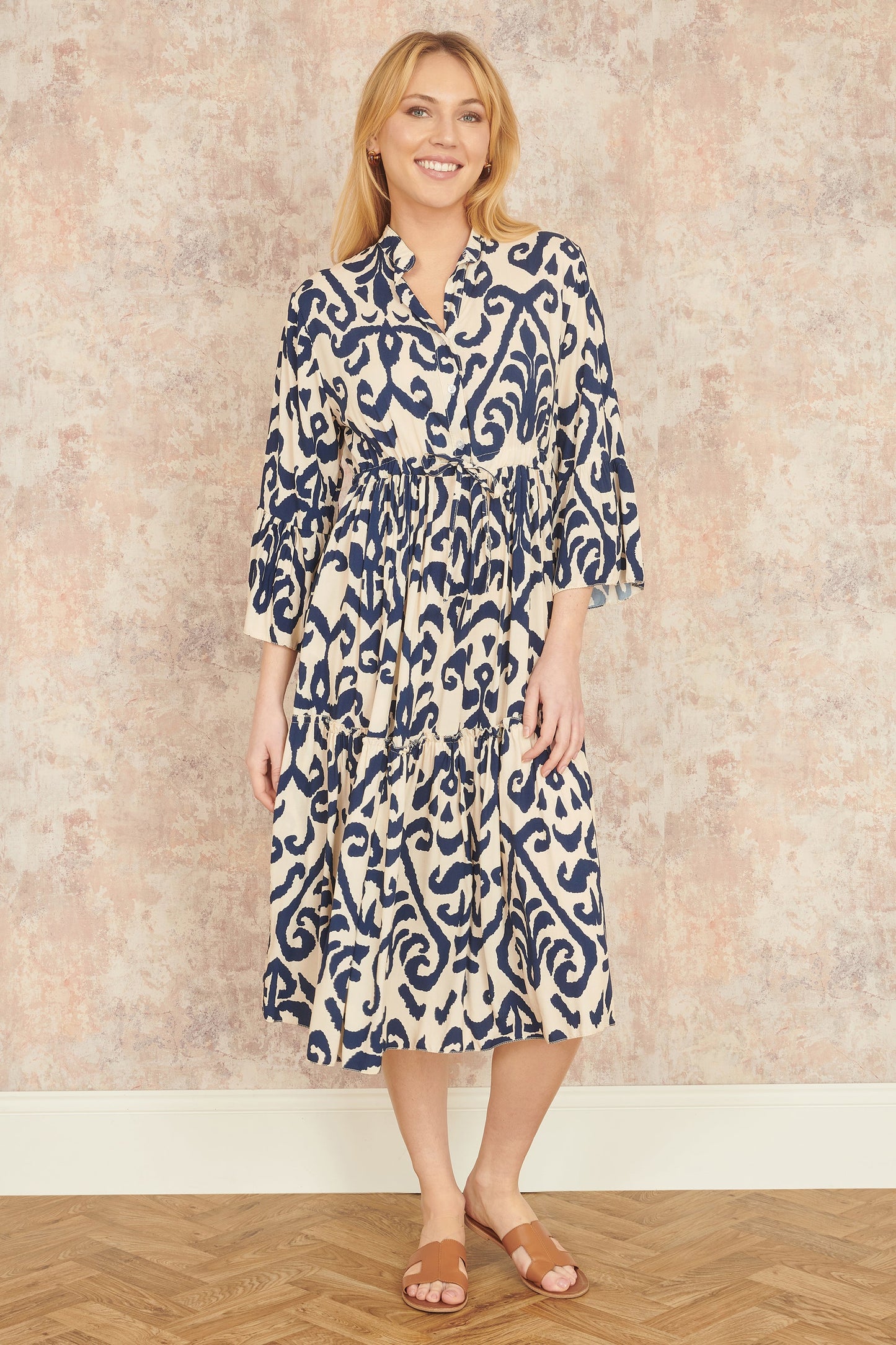 Yumi Navy Block Print Kaftan