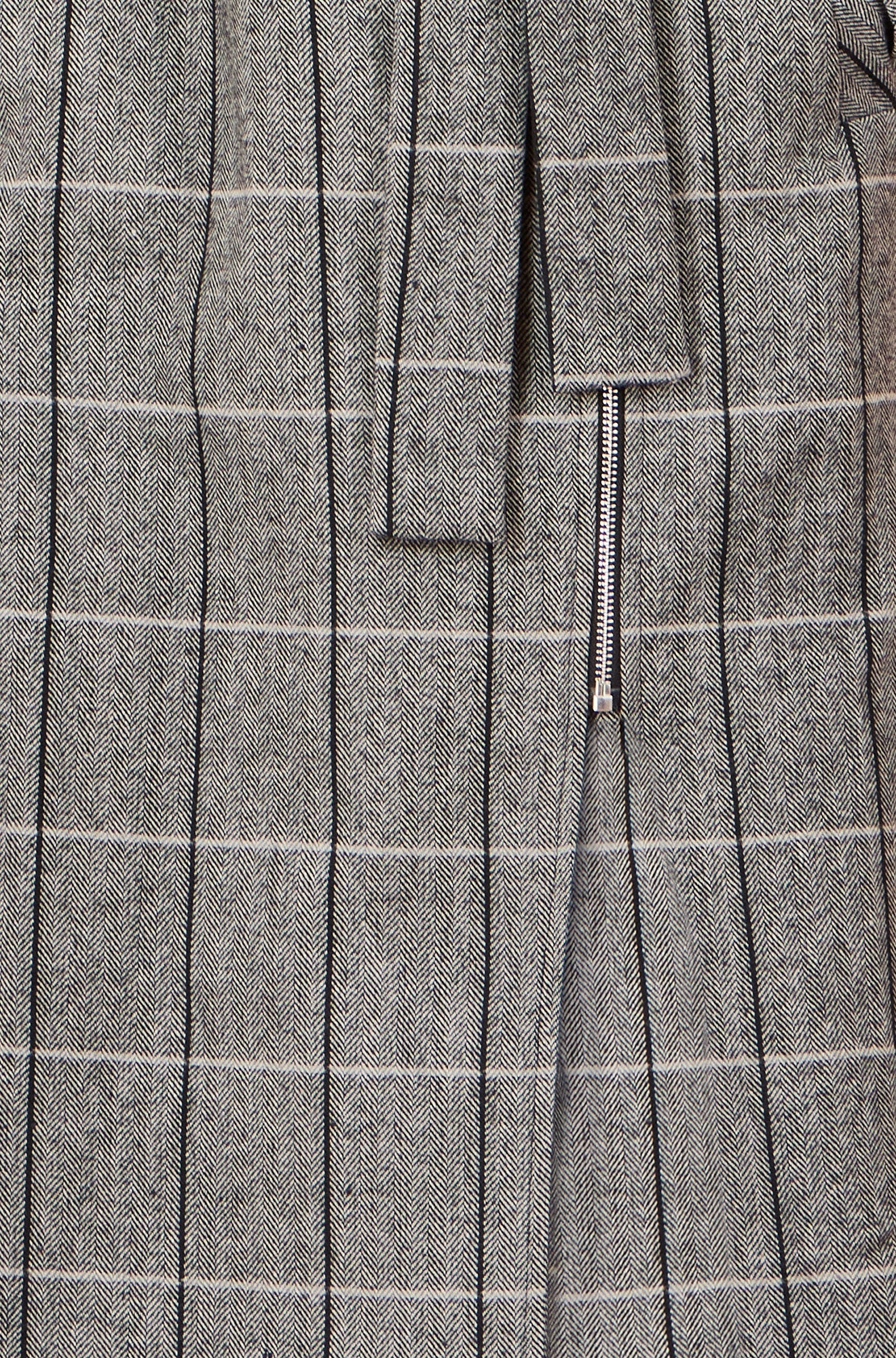 Yumi Grey Check Oversize Long Biker Coat
