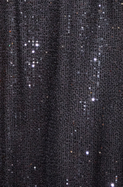 Yumi Black Sequin Long Sleeve Midi Dress