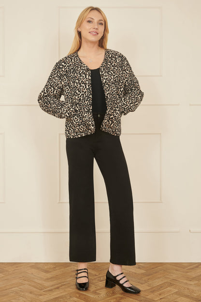 Yumi Brown Leopard Print Boxy Jacket