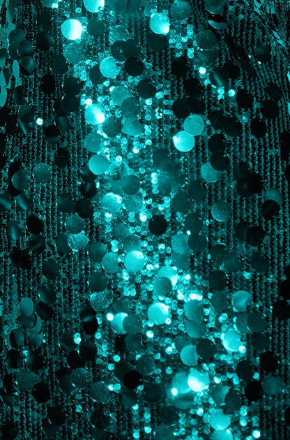 Yumi Green Big Sequin Tunic With Keyhole Neckline