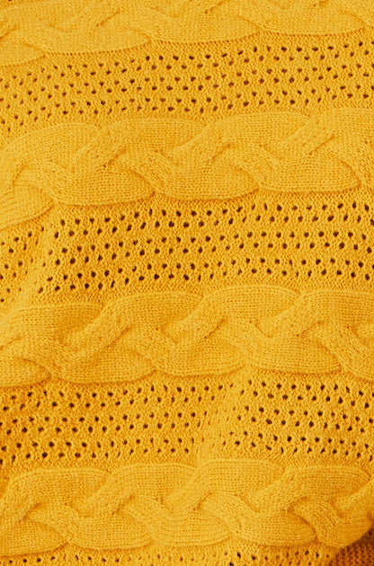 Yumi Mustard Cable Knit Relaxed Fit Jumper