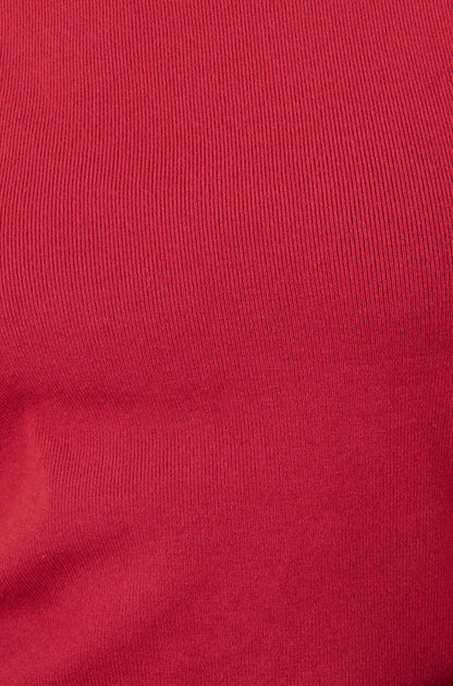 Yumi Burgundy Knitted Ruched Midi Dress