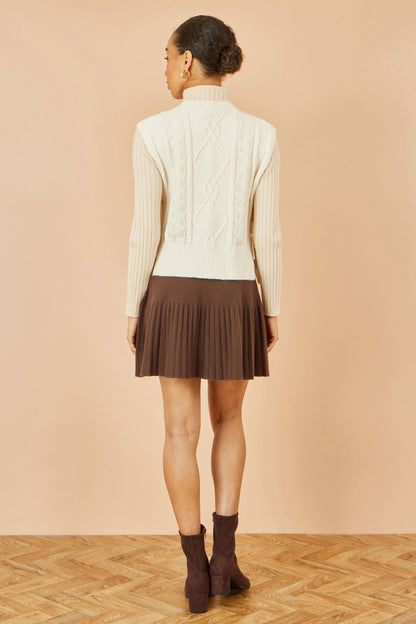 Yumi Ivory Flower Cable Knit Tie Side Pullover