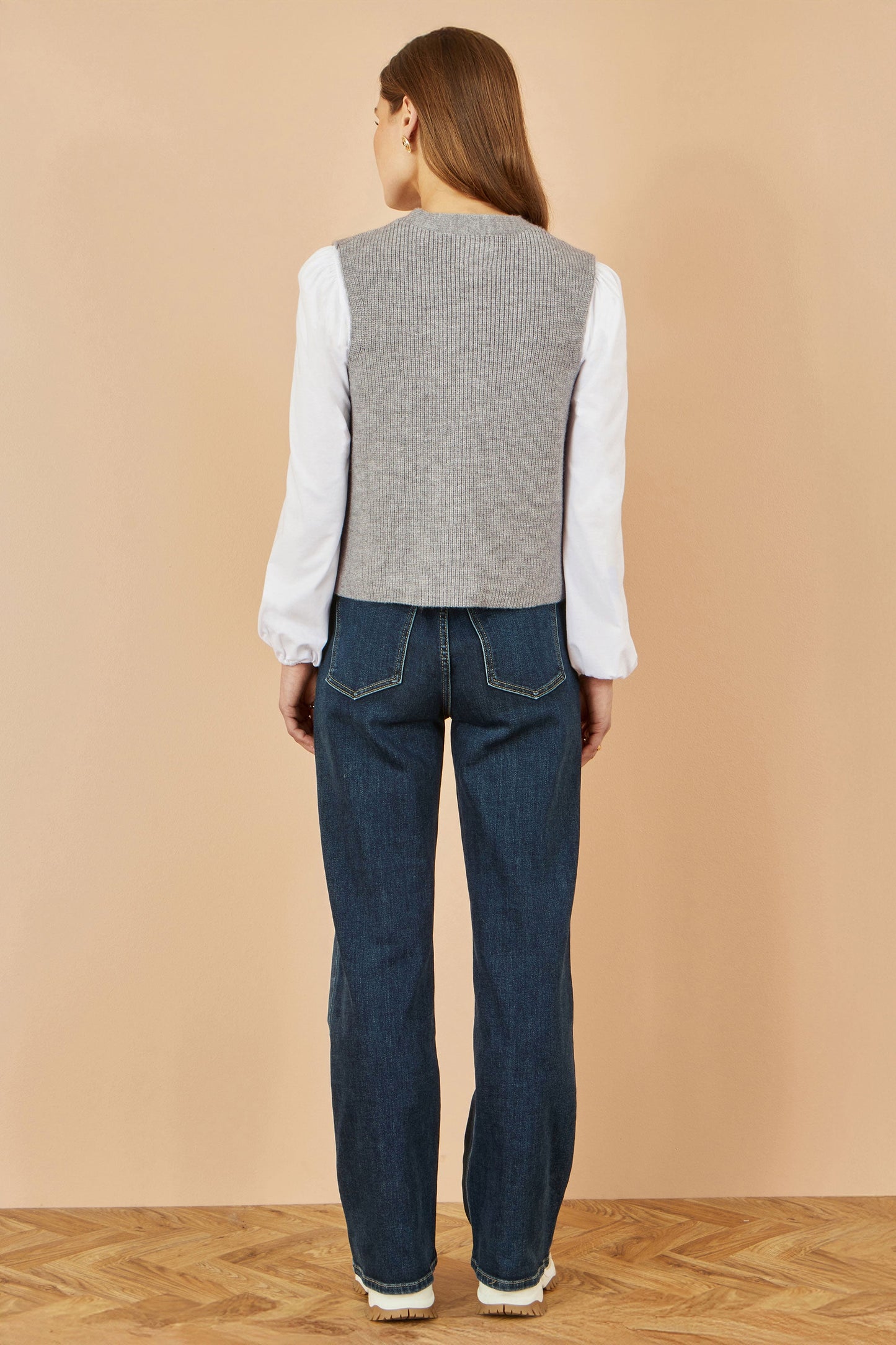 Yumi Grey Knitted Pullover Waistcoat