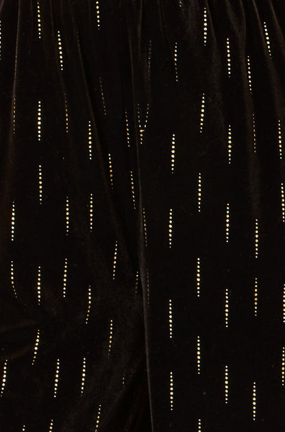 Yumi Black Foil Print Velvet Jumpsuit