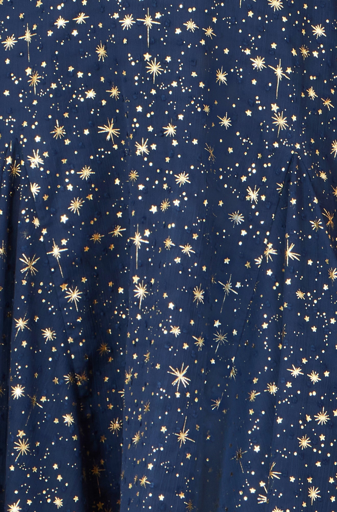 Yumi Navy Star Print Foil Long Sleeve Dress
