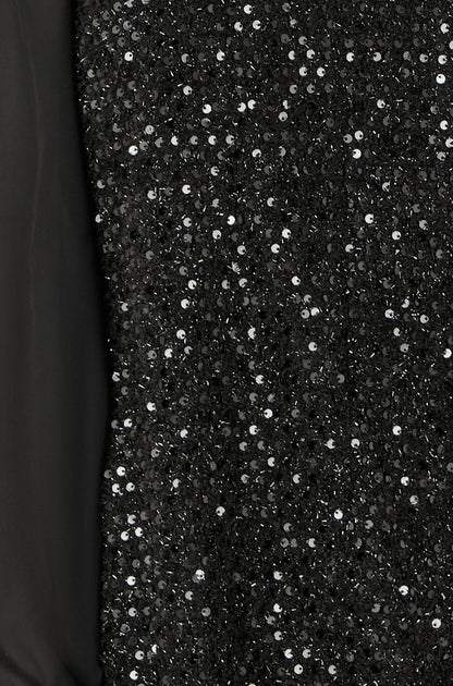 Yumi Black Sequin Tunic With Tie Back And Sheer Sleeves