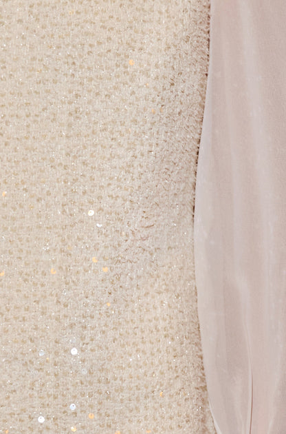 Yumi White Sequin Tunic With Tie Back And Sheer Sleeves