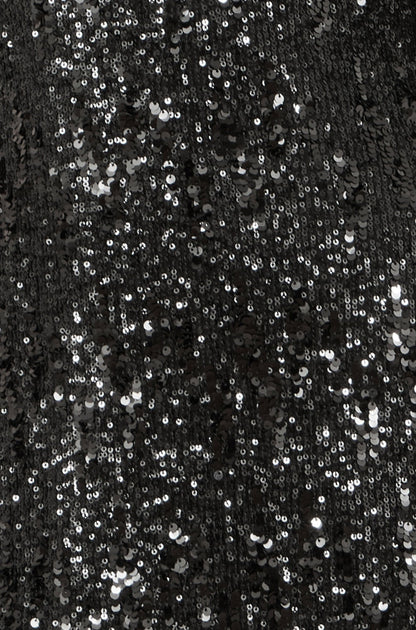 Yumi Black Sequin Long Sleeve Fitted Dress