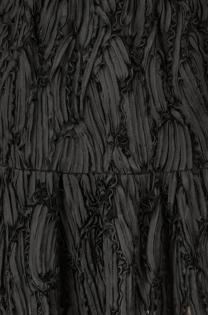 Yumi Black Mesh Applique Sequin Midi Skirt