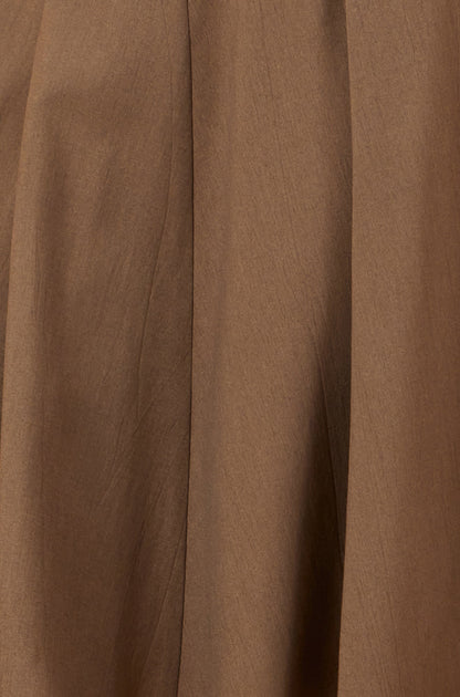 Yumi Brown Pleated Midi Skirt With Matching Belt