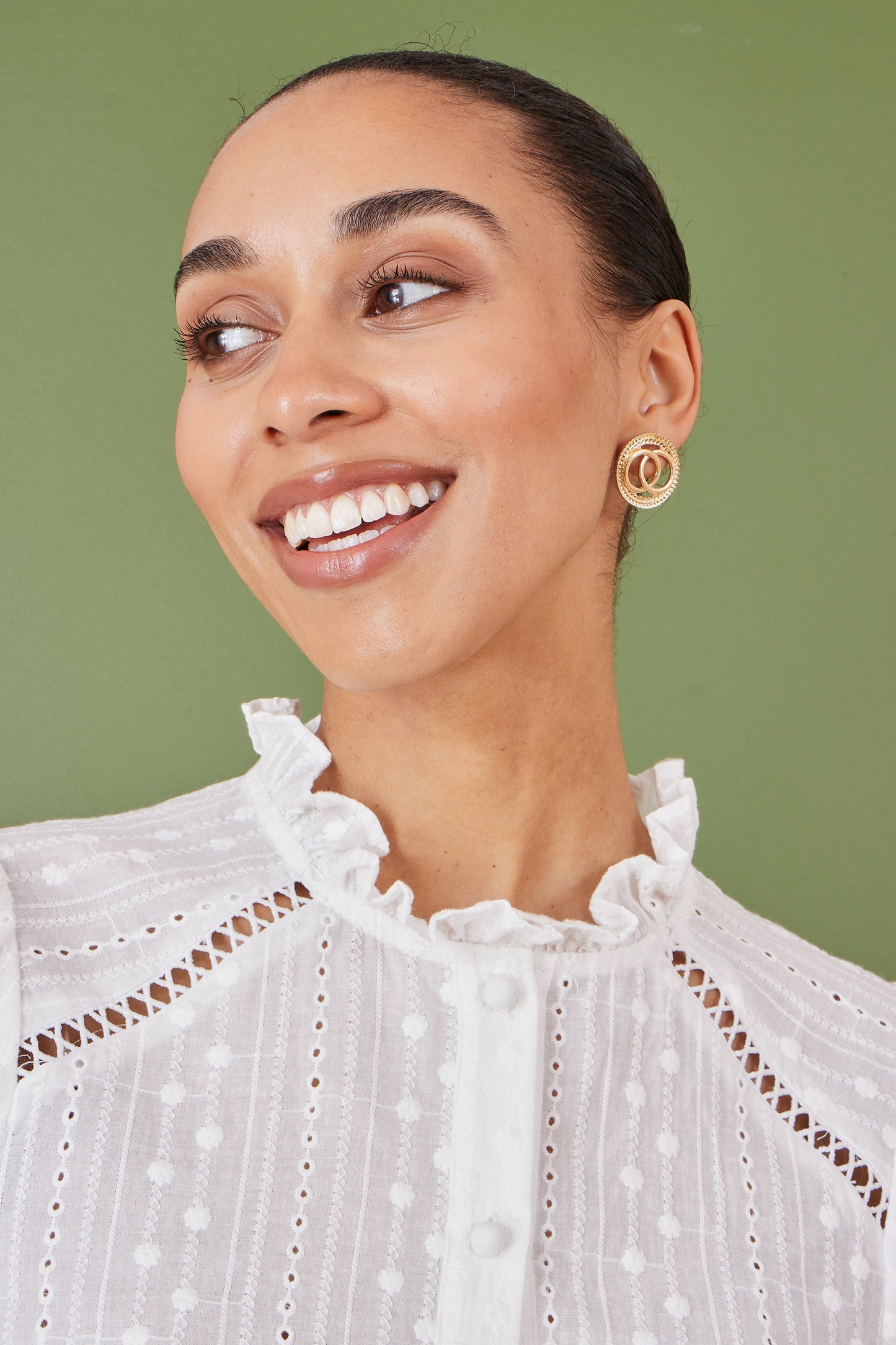 Yumi White Broderie Anglaise Puff Sleeve Shirt