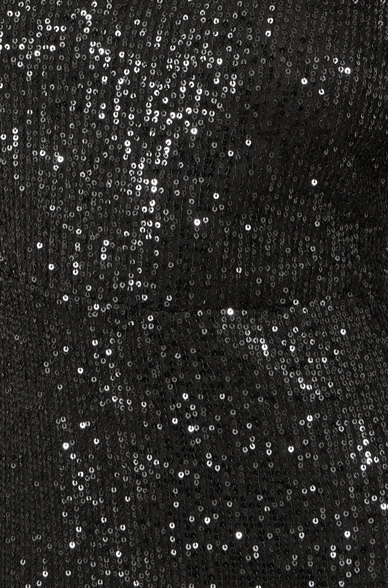 Yumi Black Sequin Fitted Midi Dress With Flute Sleeves