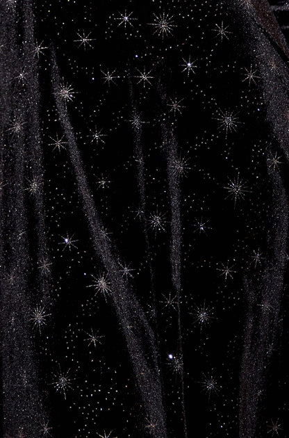 Yumi Black Starburst Foil Print Long Sleeve Skater Dress