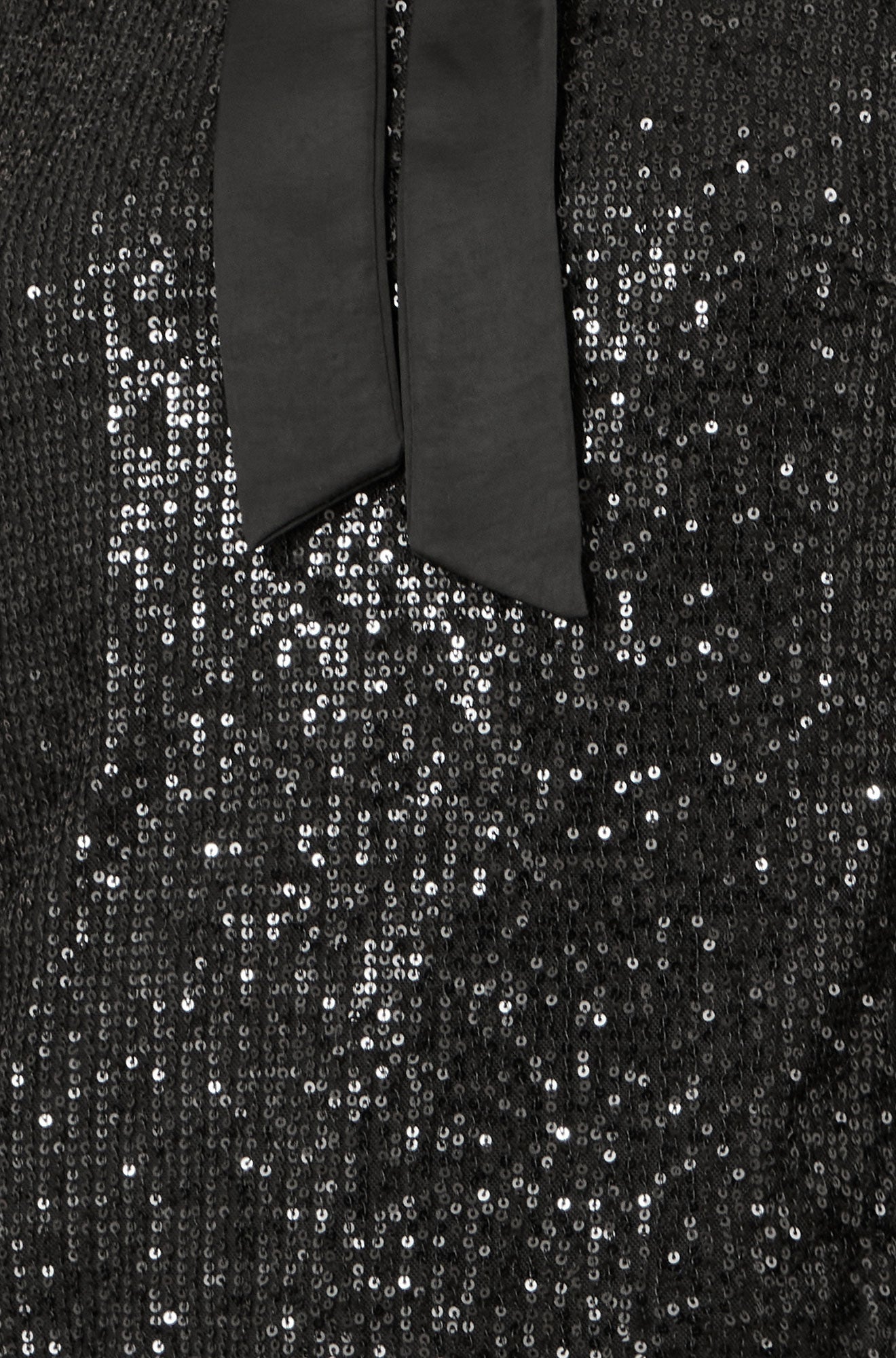 Yumi Black Sequin Pussy Bow Top