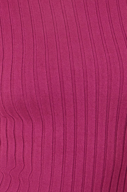 Yumi Plum Ribbed Knit Roll Neck Jumper