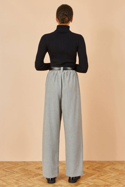 Yumi Grey Check Wide Leg Trousers
