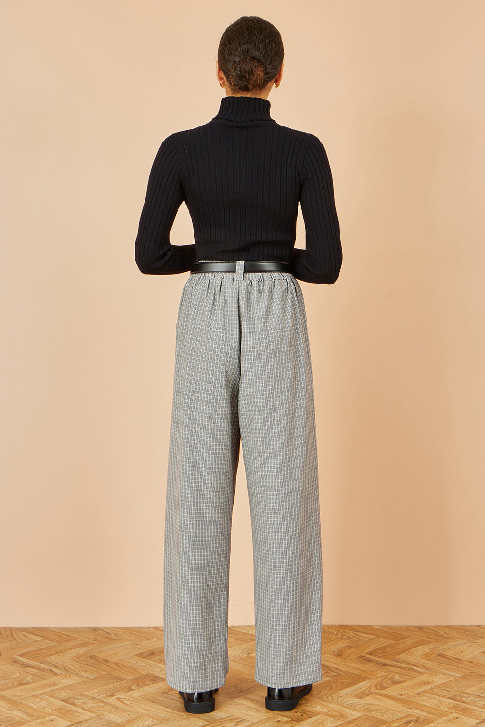 Yumi Grey Check Wide Leg Trousers