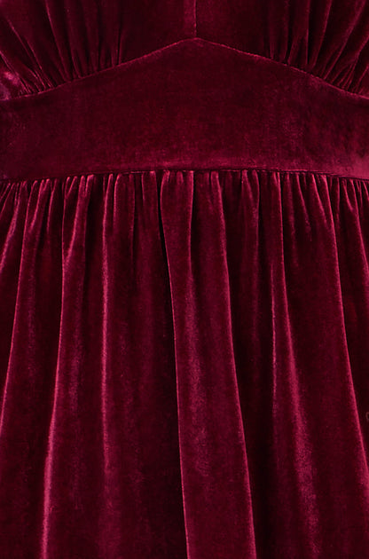 Yumi Burgundy Velvet Long Sleeve Skater Dress
