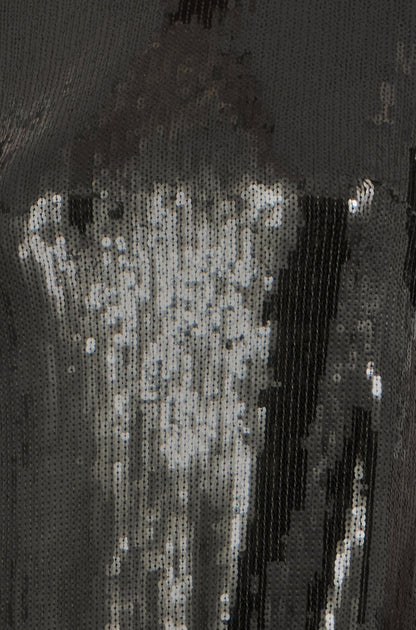 Yumi Black Sequin Tassels Hem Midi Tunic Dress