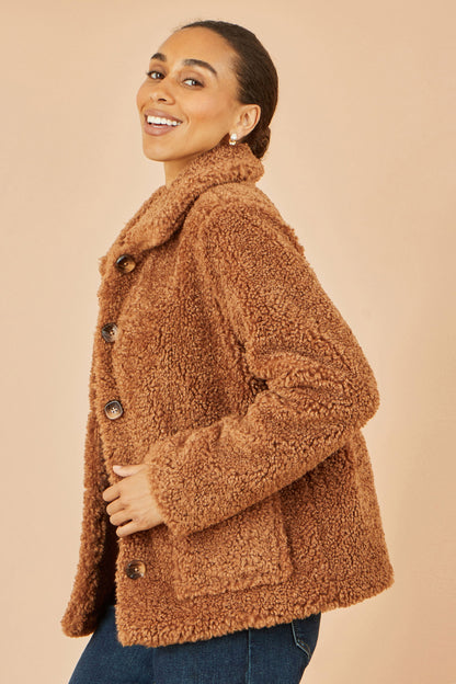 Yumi Brown Short Teddy Bear Jacket