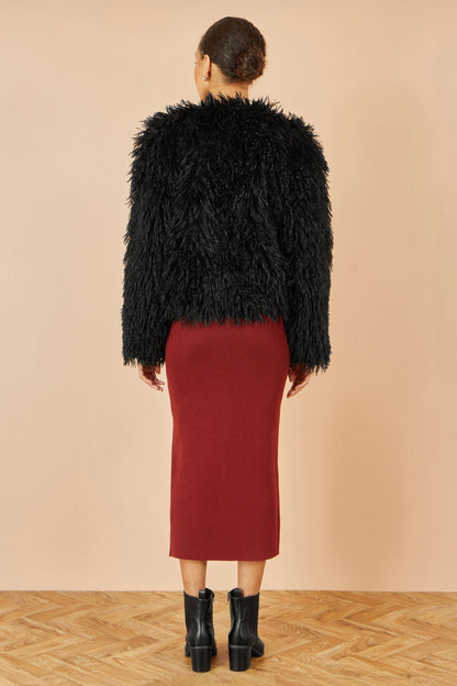 Yumi Black Luxe Fluffy Faux Fur Coat