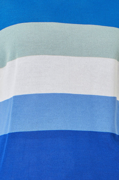 Yumi Blue Block Stripe Relaxed Knitted Top