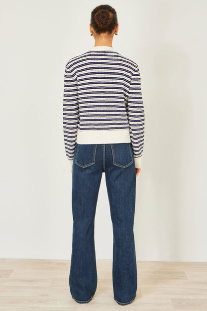Yumi Multicolour Block Stripe Tie Front Cardigan