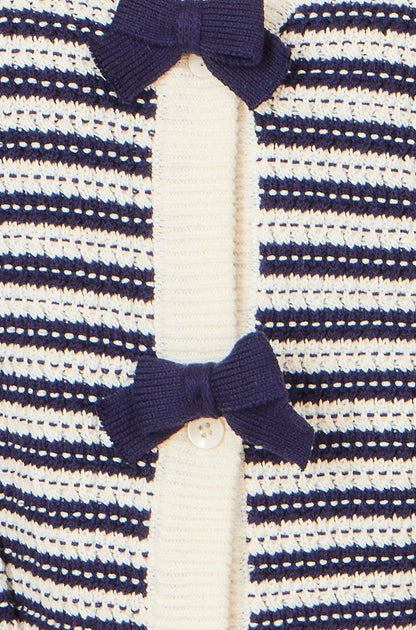 Yumi Multicolour Block Stripe Tie Front Cardigan