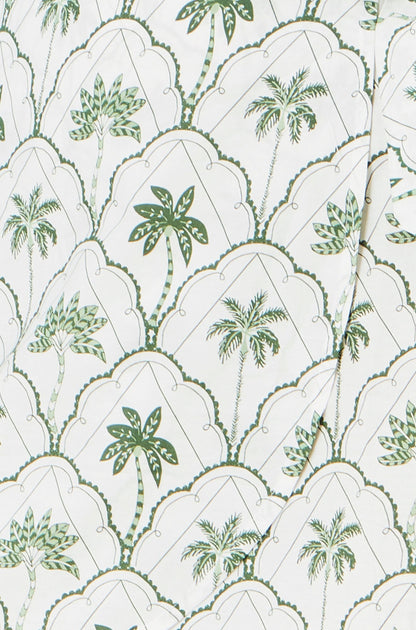 Yumi White Palm Print Cotton Wrap Skirt