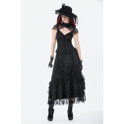 Dark in Love Vintage Gothic Lace Layered Maxi Skirt