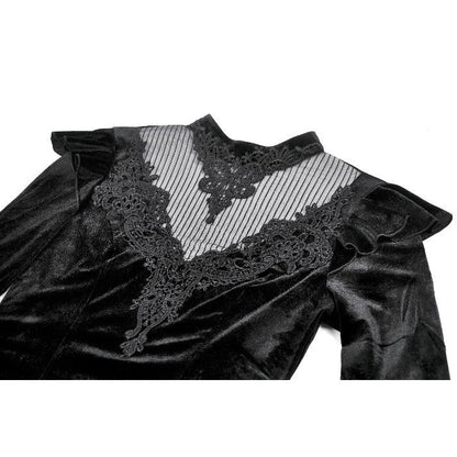 Dark in Love Gothic Velvet Lace High-Neck Top