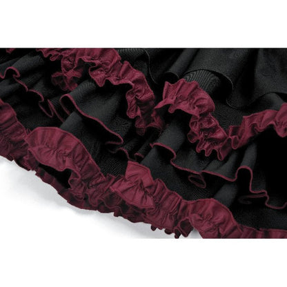 Dark in Love Black Crimson Gothic Tiered Skirt