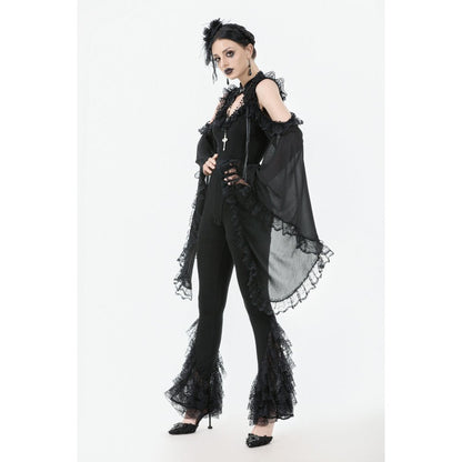 Dark in Love Goth Flare Leggings with Lace Frills