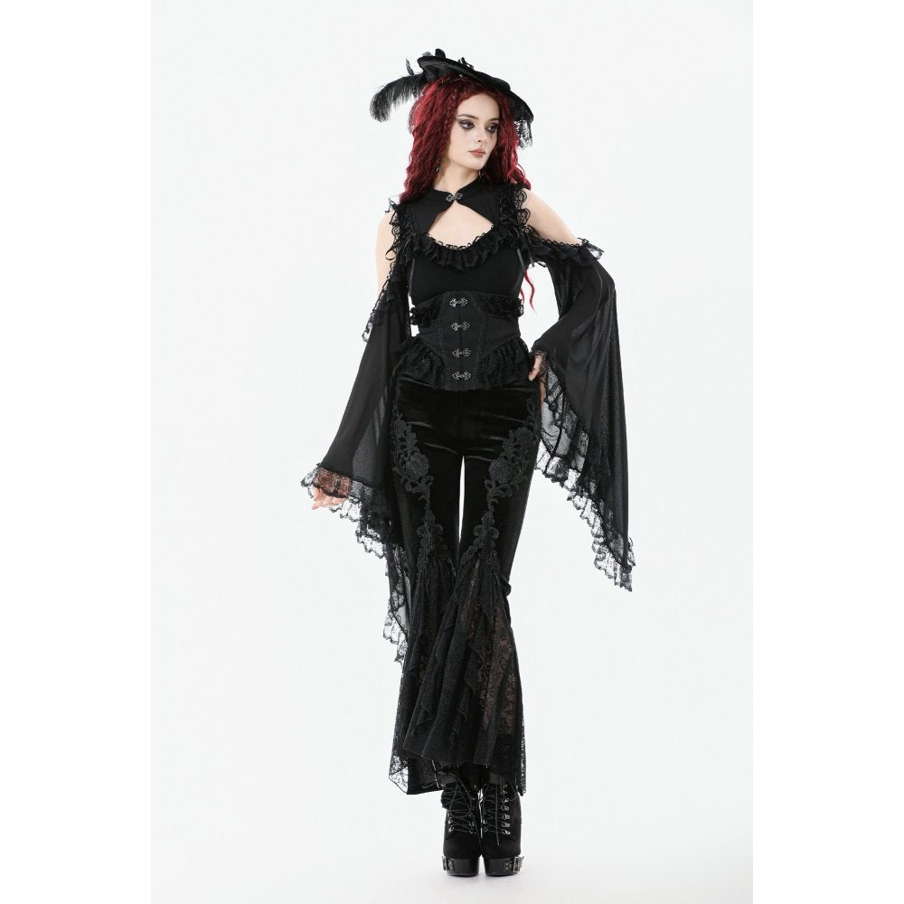 Dark in Love Erzebeth Velvet Lace Flare Trousers