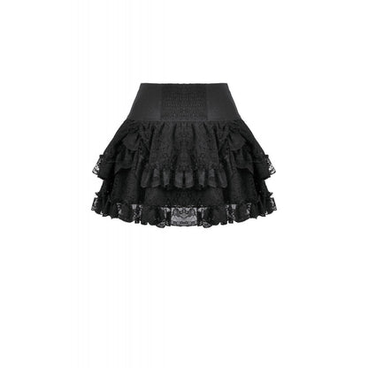 Dark in Love Punk Eyelet Lace Layered Mini Skirt
