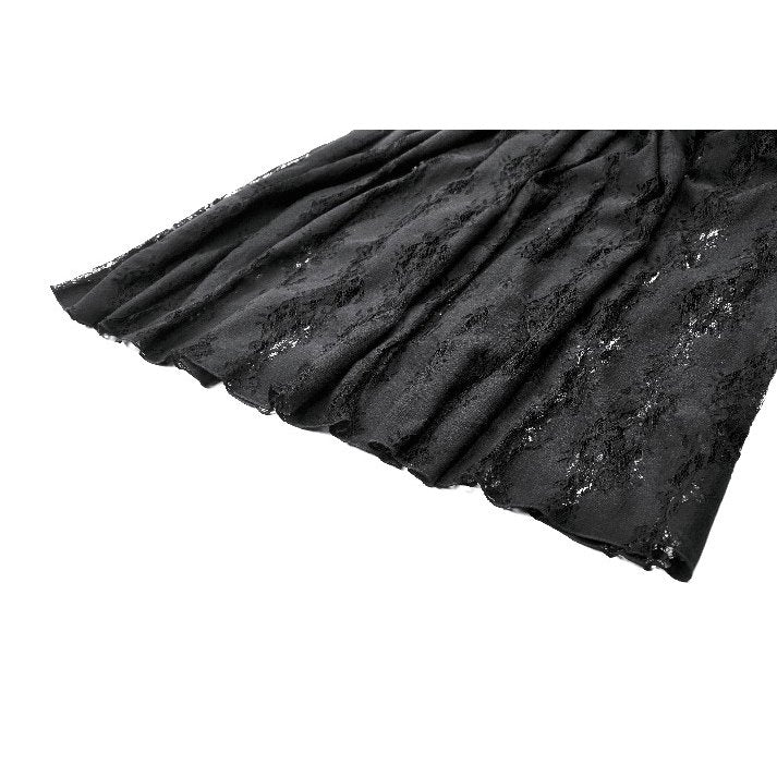 Dark in Love Gothic Lace Velvet Layered Maxi Skirt in Black