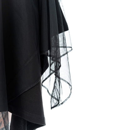 Poizen Industries Banshee Gothic Mini Dress - Cold Shoulder Mesh & Lace-Up