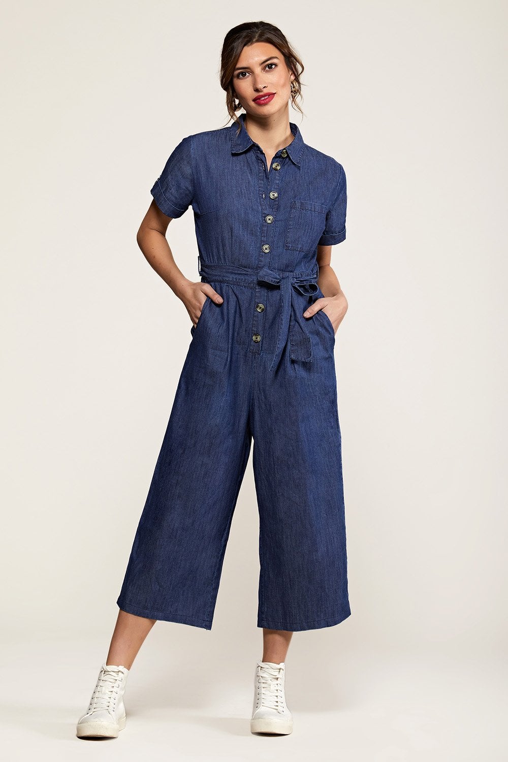 Yumi Blue Button Denim Jumpsuit