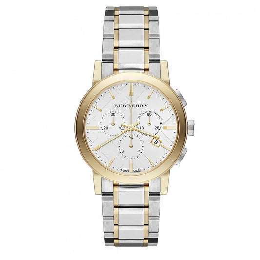 Burberry Unisex Watch Stainless Steel Two Tone Silver & Gold Strap With Silver Dial BU9751 The City Collection